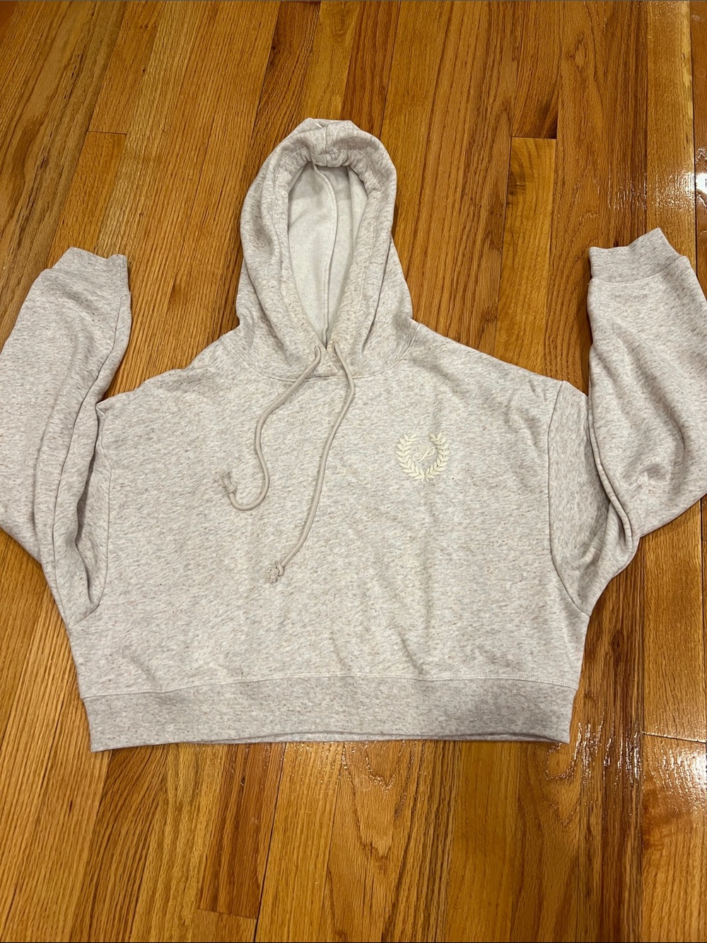 PINK Victoria's Secret Heather Light Gray Cropped Hoodie